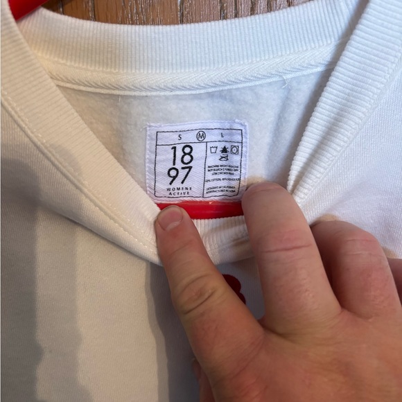 White Crewneck Sweatshirt with Red Heart Accents - Picture 2 of 3